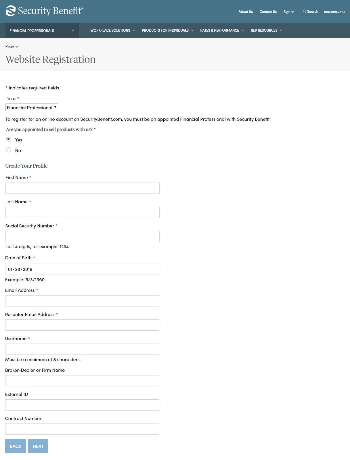Website Registration Form